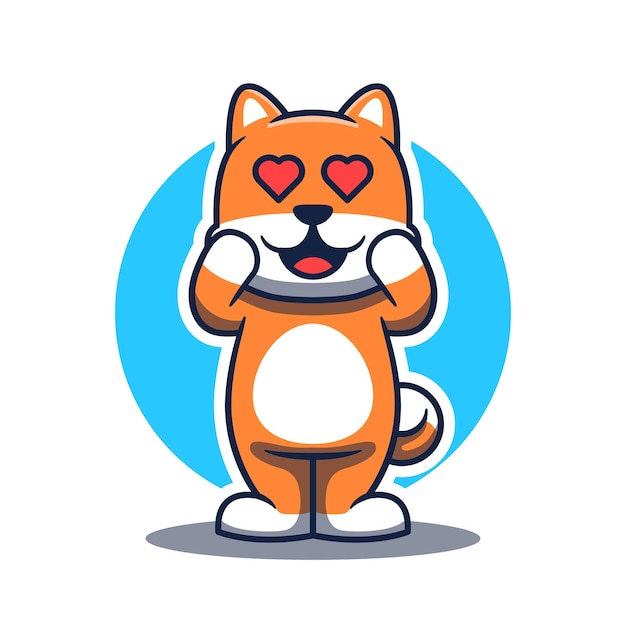 Ładny Pies Shiba Inu Zakochać Się Maskotka Projekt Postać Z Kreskówki Logo Maskotka