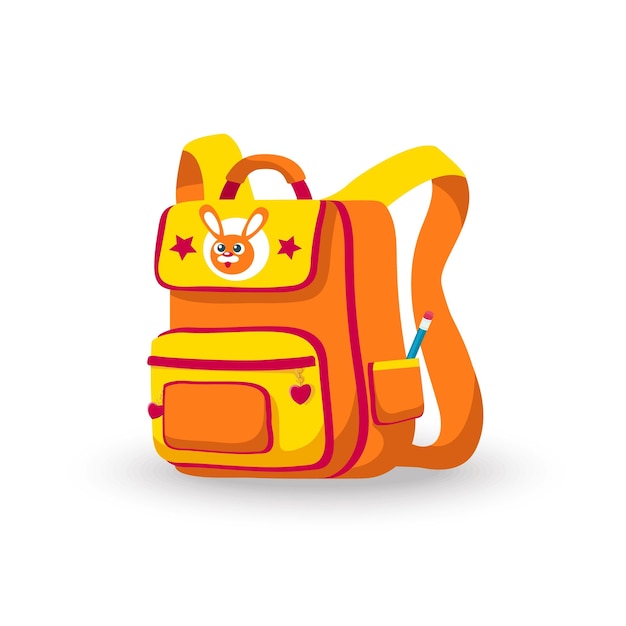 Ładny plecak szkolny w kolorze pomarańczowym i żółtym