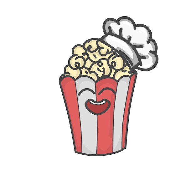 Ładny Popcorn Charakter Płaskie Kreskówka Wektor Szablon Projektu Ilustracja