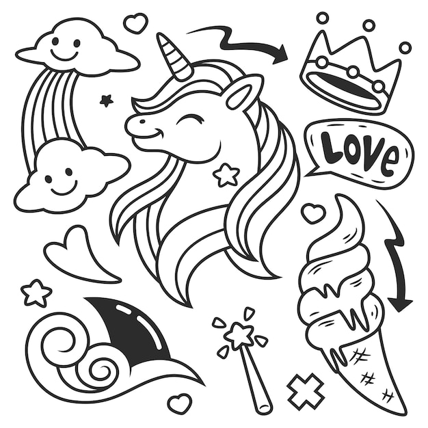 Ładny ręcznie rysowane Doodle. Ilustracja na białym tle