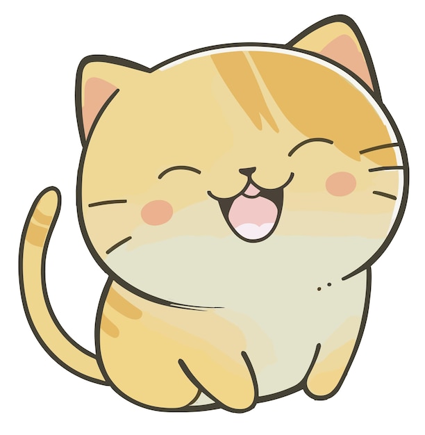 Ładny, ręcznie rysowany, pomarańczowy kot w stylu kreskówek, wyrażający zalotne uczucie