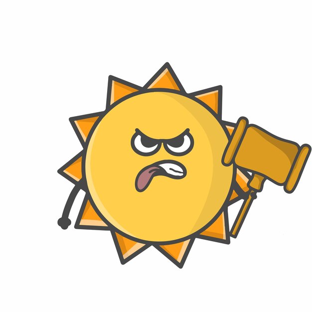 Ładny Słońce Charakter Płaskie Kreskówka Emotikon Wektor Szablon Projektu Ilustracja