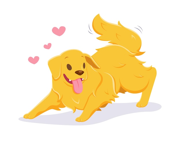 Plik wektorowy Ładny styl golden retriever robi zabawną pozę ilustracja kreskówka