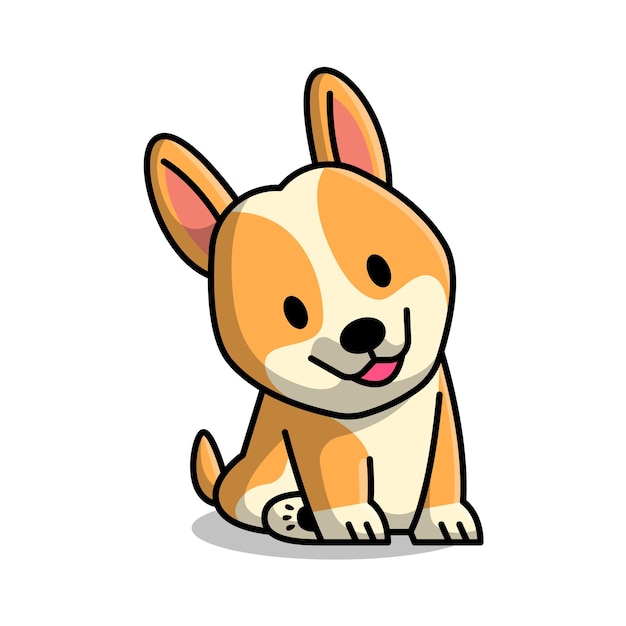 Ładny szczeniak Corgi siedzi