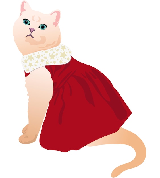 Ładny Szczęśliwy Kot Ilustracja Nosić Modny Strój świąteczny