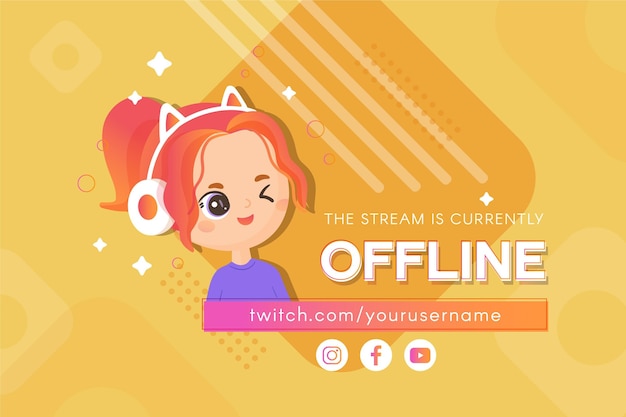 Plik wektorowy Ładny transparent twitch offline z charakterem