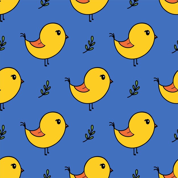 Ładny wiosenny ptak bez szwu ilustracji wektorowych
