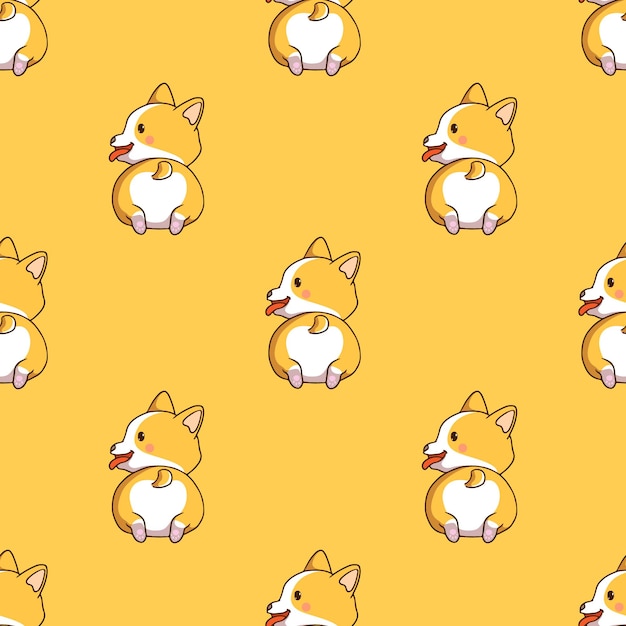 ładny wzór corgi w stylu Bazgroły na żółtym tle