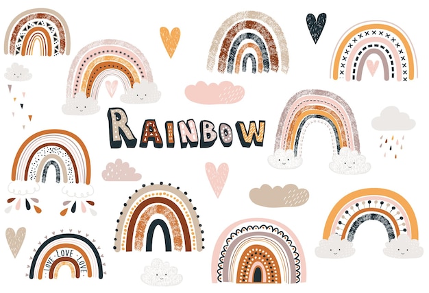 Ładny zestaw kolekcja Boho Rainbow