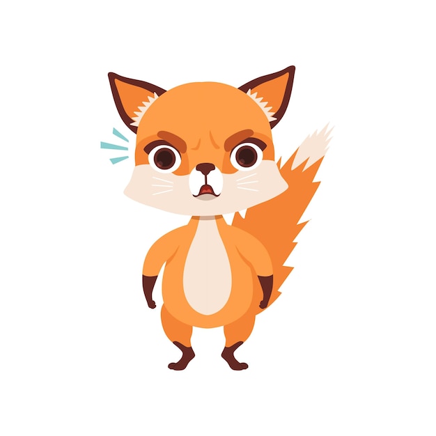 Ładny Zły Fox Charakter Zabawny Las Wektor Zwierzę Ilustracja Na Białym Tle