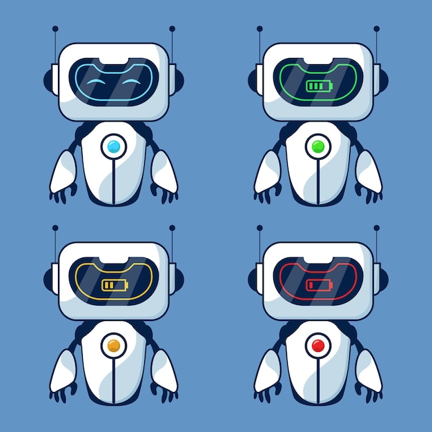 Ładowanie Robota Ilustracja Koncepcja Humanoidalny Robot Asystenta Podczas Ładowania ze Stanem Akumulatora