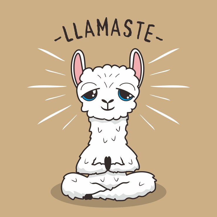Wektor lama yoga cartoon cute alpaca meditation llamaste