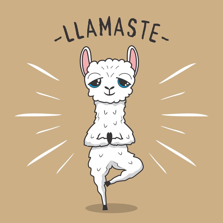 Wektor lama yoga cartoon llamaste alpaca meditation