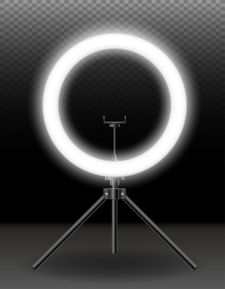 Lampa błyskowa do selfie strzelających blogerów ilustracji wektorowych na białym tle