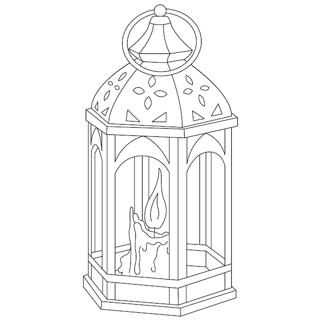 Lampa latarni z czarno-białą ilustracją świecy