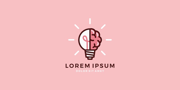 Lampa żarówki Mózgu Logo Inteligentny Pomysł Wektor Do Pobrania