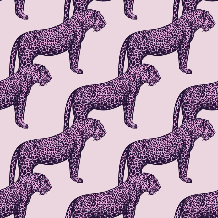Wektor lampart bezszwowe wzór vintage dzikie zwierzęta tło powtarzające się tekstury w stylu wyciągnąć rękę dla tkaniny papier pakowy tapeta tkanki ilustracji wektorowych