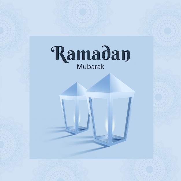 Plik wektorowy lampy podświetlane z tekstem ramadan mubarak.