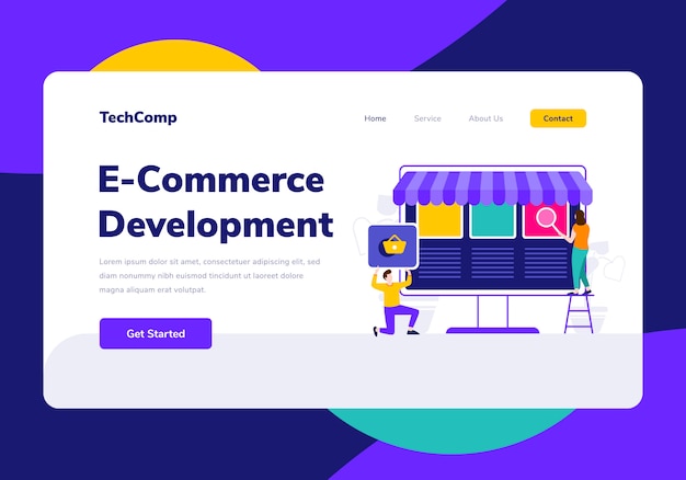 Landing Page People Development E-commerce Programowanie W Sieci Web Ilustracja