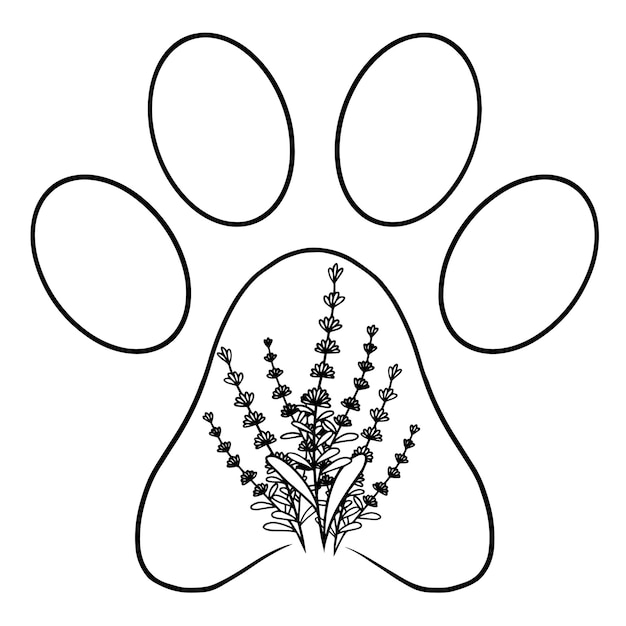 Plik wektorowy Łapa psa z kwiatami