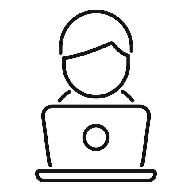 Laptop call center agent pomoc wsparcie ikon kontur wektor Praca online