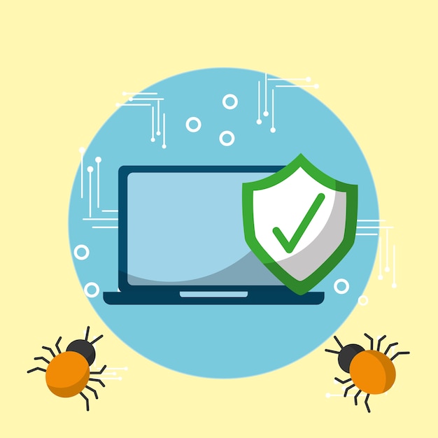 Plik wektorowy laptop checkmark ok wirusy wirus cyber bezpieczeństwo