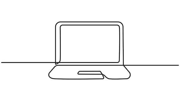 laptop ciągły rysunek jednej linii jeden ciągły kresek linii komputera laptop pojedynczy rysunek linii