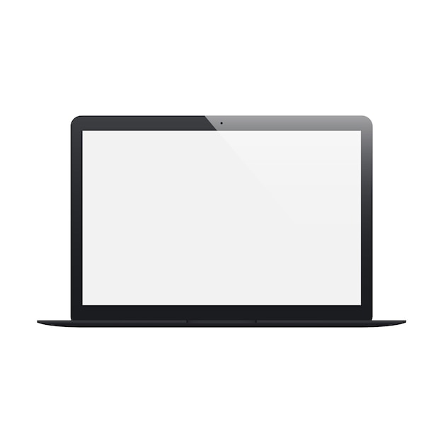 Laptop Czarny Matowy Kolor Z Pustego Ekranu Na Białym Tle