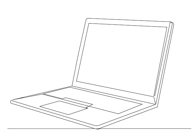 Laptop jeden rysunek linii szkic na białym tle wektor
