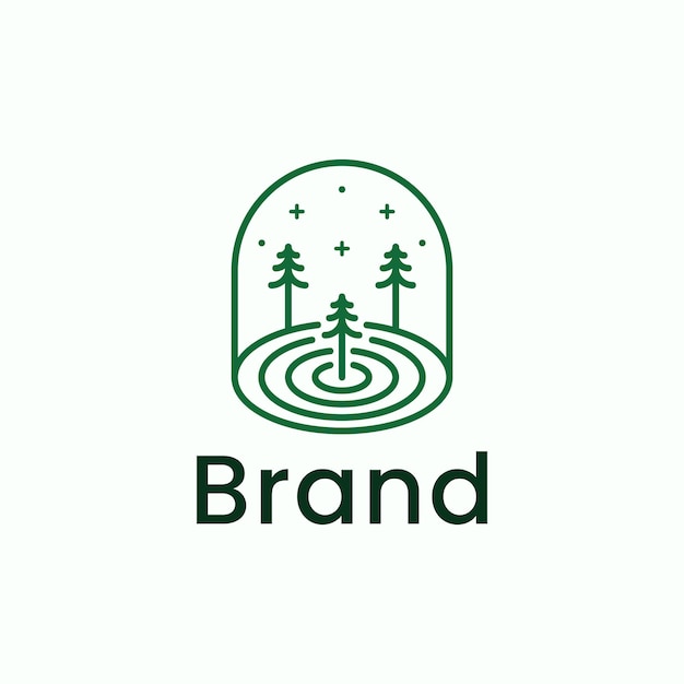Las Z Wektorem Projektu Logo Linii Górskiej I Drzewnej