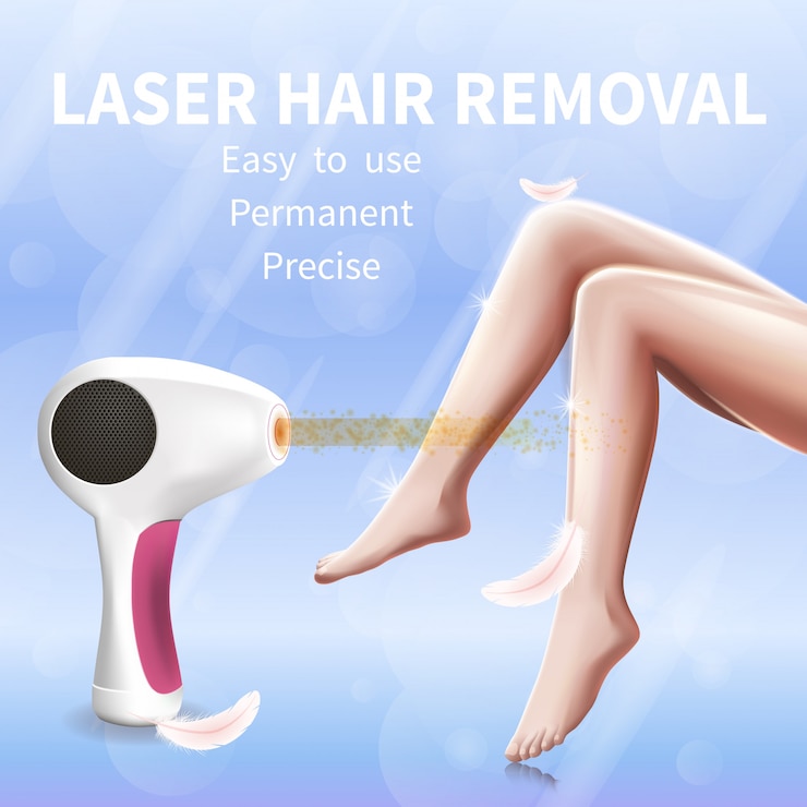 Laserowy baner do usuwania włosów z żeńskimi gładkimi nogami