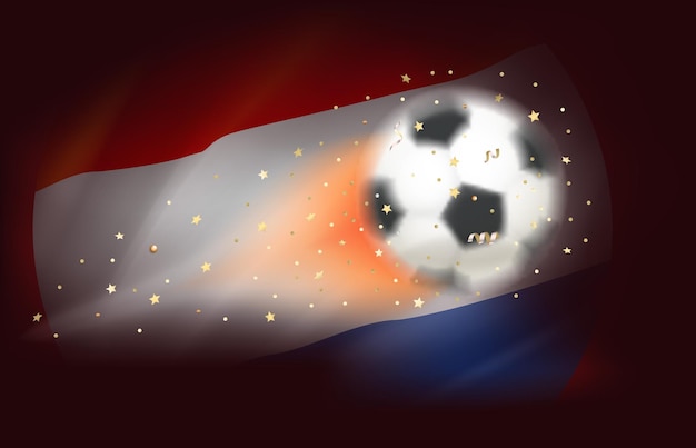 Latająca Piłka Nożna Z Flagą Holandii Ilustracji Wektorowych 3d