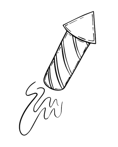 Latająca rakieta do wybuchu salutującego doodle liniowego