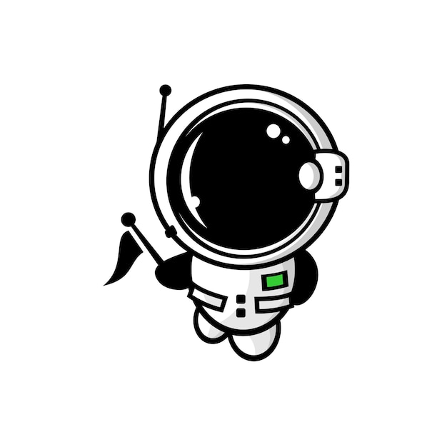 Latający Astronauta Wektor Latający Niosący Flagę, Wektor Ilustracji Logo Astronauty