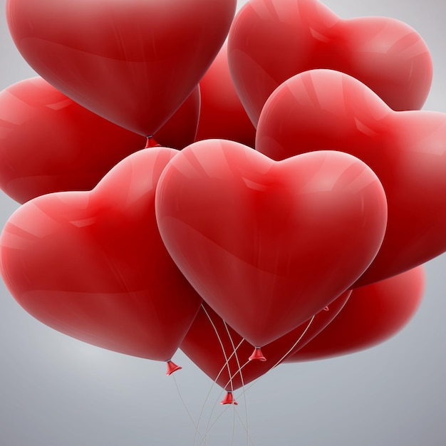 Plik wektorowy latający bukiet serc balonów