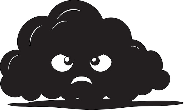 Plik wektorowy latający pary wściekła ikona chmury kreskówki burzliwy sztorm czarny emblemat chmury wściekłej