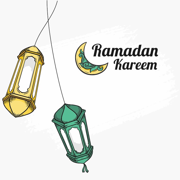 Plik wektorowy latern ręcznie rysowane ilustracja ramadan kareem