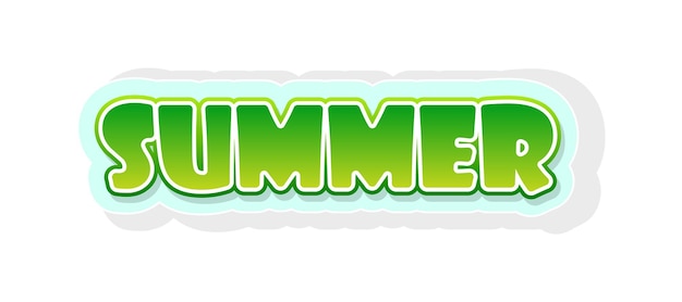 Lato 3d zielone słowo tekst kreskówka fraza ikona naklejki na białym tle wektor plakat koncepcja sezonowej świeżości banner www szablon