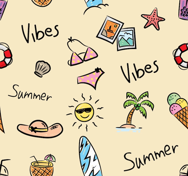Wektor lato doodle bezszwowe tło