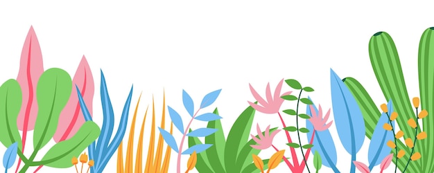Plik wektorowy lato natura tło z kwiatowym wzorem koncepcja poziomy baner internetowy z kwitnącymi kwiatami