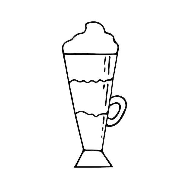 Plik wektorowy latte w wysokim kubku czarno-białym na białym tle