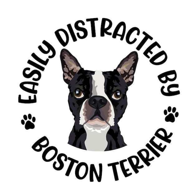 Plik wektorowy Łatwo rozproszony przez boston terrier pies typografia wektor projektowania koszulki