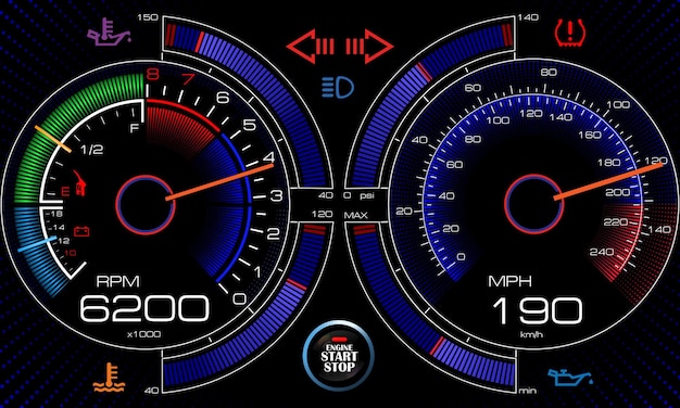 Plik wektorowy lcd digital backight motocykl prędkościomierz tachometr odometr motocykl instrument skuter dirt rower