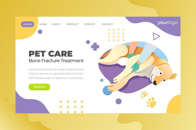 Leczenie złamań kości dla zwierząt domowych - Vector Landing Page