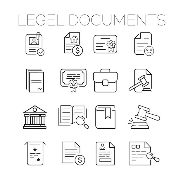 Legel Document Icon zestaw ikon internetowych w stylu cienkich linii