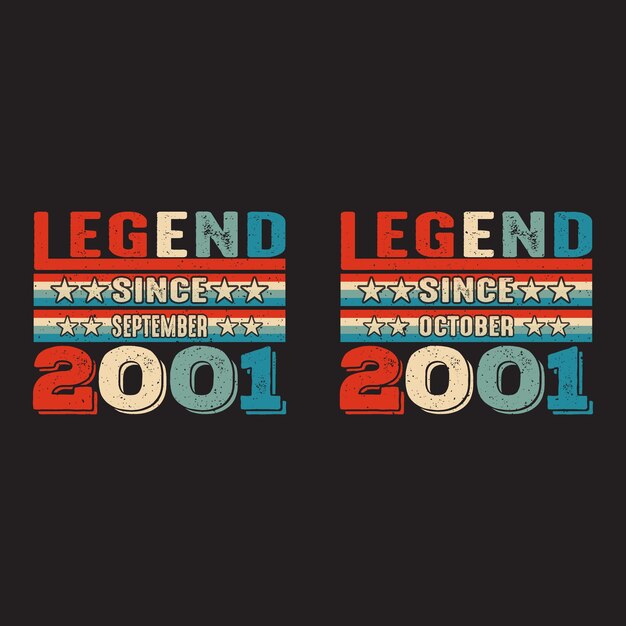 Legenda Od Września I Października 2001 R. Projekt Koszulki Vintage Design Prezent Urodzinowy