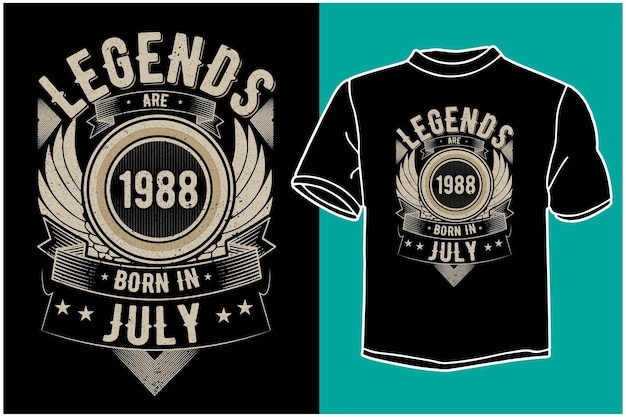 Plik wektorowy legendy rodzą się w lipcu projekt koszulki