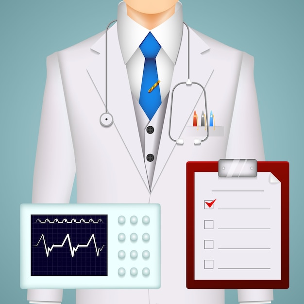 Lekarz I Medyczny Wykresy I Skany Tła Z Zapisem Elektrokardiogramu