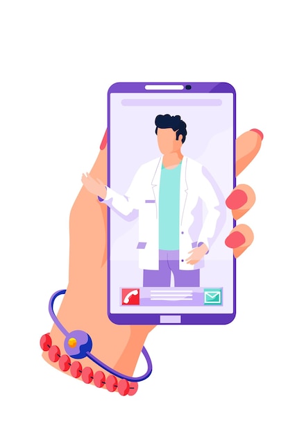 Plik wektorowy lekarz online mobilne konsultacje internetowe konsultacje w zakresie opieki zdrowotnej usługa internetowa leczenie online