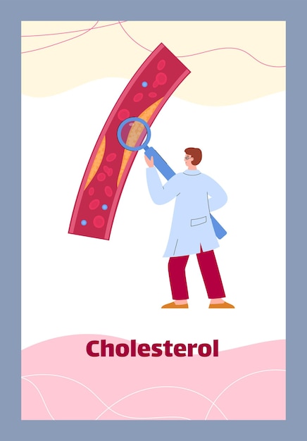 Lekarz Sprawdza żyłę Krwi Na Cholesterol Płaski Wektor Ilustracja Na Białym Tle